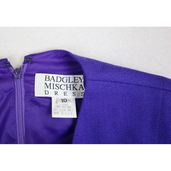 VINTAGE WOMEN'S PURPLE 100% WOOL DRESS - BADGLEY MISCHKA - SIZE 10 - Picture 5 of 8